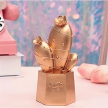 Sylar Led Işıklı Sevimli Kaktüs Dekoratif Masa Lambası Mini Biblo Gece Lambası Gold Renkli