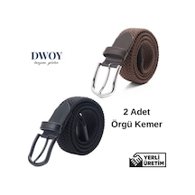 Dwoy Elastik Örgü Kemer 2'li Set-806 Kahverengi