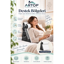 Çok Amaçlı Sırt Destek Yastığı Çıkarılabilir Boyun Yastıklı, Yan Cepli, Fermuarlı Kılıflı 2 Parça Üçgen Destek Minderi Beyaz