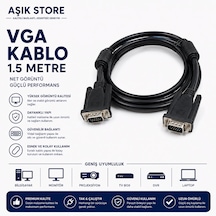 Vga Kablo 1.5 Metre Erkek Erkek Monitör Projeksiyon Bilgisayar Görüntü Aktarım Kablosu