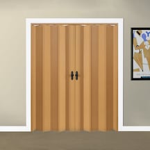 Faran Dekorasyon 170 x 215 Meşe Renk Camsız Çift Açılım Pvc Akordiyon Kapı - FRNAKMODEL-0-149
