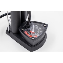 Raptor M34b-01 Dikey Ayak Pompası Analog Göstergeli Yüksek Basınçlı Bisiklet Pompası Siyah Renk