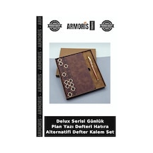 Delux Serisi Günlük Plan Yazı Defteri Hatıra Alternatifi Defter Kalem Set Çok Renkli