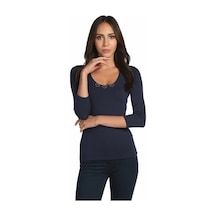 Bulalgiy Kadın Lacivert 3/4 Kollu Tişört - Bga783483