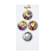 Jojo Animesi Giorno Giovanna 3'lü Metal Rozet Seti 58mm İğneli Buton Çanta Yaka Rozeti Çok Renkli