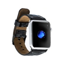 Apple Watch Uyumlu Deri Kordon 42-44-45mm Kroko Siyah
