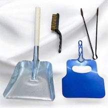 Mangal Bakım Temizlik Seti 4 Parça, Ateş Küreği - Plastik Yelpaze- Tel Fırça-ızgara Maşası
