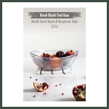 Bezos Akrilik Barok Şeffaf Büyük Oval Meyve & Salata Kasesi & Karıştırma Kabı / 3,3 Lt Cam Değildir Nhr