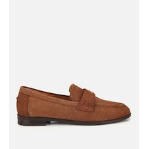 Hotiç Kadın Süet Deri Taba Toka Detaylı Klasik Loafer