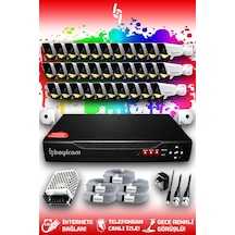 Bayicam 32 Kameralı Süper 32 Dış Kamera Set HDD'siz 5 MP 2K Renkli Gece Görüşlü Güvenlik Kamerası Sistemi