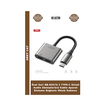 Özel Seri Nb-r257a 2 Type-c Girişli Audio Dönüştürücü Kablo Aparat Dinleme Bağlantı Müzik Kablosu