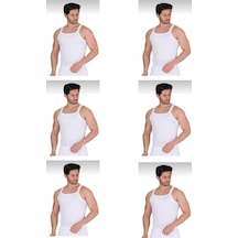 Berrak Erkek Yazlık İnce Askılı Fitilli Kaşkorse Atlet Pamuklu 6'lı Paket 001