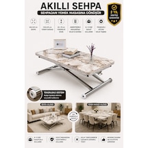 Home Üst Tabla Mdf Beyaz Mermer Oval Köşe Alt Krom