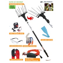 Olivia 34v 650waat Sensörlü Teleskopik Uzatmalı Akülü Zeytin Silkme Makinası+ Akü Şarj Cihazı Hediye