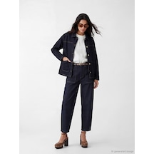 Lcw Jeans İndigo Beli Kemerli Carrot Fit Kadın Jean Pantolon