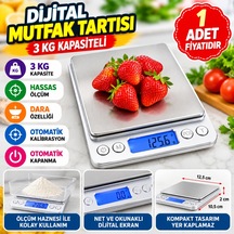 Elektronik 3 Kg Kapasiteli Dijital Hassas Kantar Mutfak Tartısı Terazi Adet Fiyatıdır Diğer