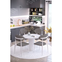 Avvio Bella Bohem Ayak Beyaz Polo Sandalye 90x90 Yemek Masası Mutfak Masası Masa Sandalye Takımı