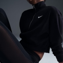 W Nsw Phnx Flc Qz Crop Kadın Sweatshirt Dq5767-010 SiYAH