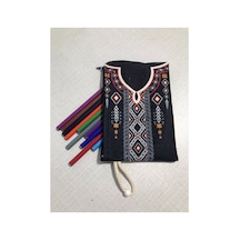 Etnik Otantik Kilim Deseni No 5 Tasarım Bez Kalemlik-cüzdan Diğer