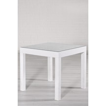 Rattan 80x80 Camlı Beyaz Masa - Bahçe&balkon&teras Çok Renkli