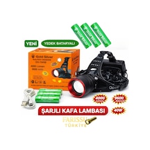 Gold Silver Gs-15450 Ultra Parlak 4000 Lümen Zoomlu Sensörlü Kafa Lambas Yedek Pilli Siyah