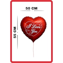 Folyo Kırmızı Kalp Balon I Love You Baskılı 50 Cm Helyum Gazı Uymumlu Sevgili Hediye Kırmızı