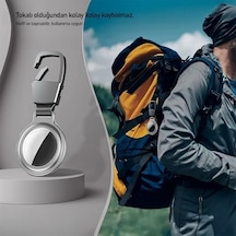 Buff Tagsafe Hooksteel Taşınabilir Anahtarlık Darbeye Dayanıklı Metal Askılı Airtag Kılıf Gümüş