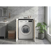 Kenzlife Çamaşır Makinesi Dolabı Tatyana Mat Beyaz 90 70 60 Hazeran Kare Kapak Mdf Gövde