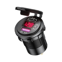 Yaozixa Araç Usb Şarj Cihazı Pd 30w+qc3.0 18w Hızlı Şarj, Voltaj Göstergeli, Kırmızı Işık, P21-b Modeli