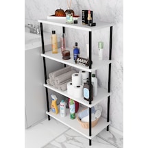 Çevir Kur Kolay Kurulum 4 Katlı Banyo Rafı Metal Gövdeli Çok Amaçlı Organizer Stand Banyo Dolabı Beyaz