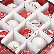 Saklama Kutuları, 3&apos Lü Set, Katlanır Kutular, Kutu Başına 64 Küçük Bölme, Esnek Ayırma Duvarları, 30,5 X 30,5 X 30,5 Cm, Kırmızı, Kar Tanesi Desenli Rfb029r01 10