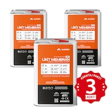 Alkoru 3 Adet 15 Kg Zer Sıvı Zift Likit Membran Kauçuk Ve Elyaf Katkılı Sıvı Su Yalıtım Malzemesi Avantaj Paket