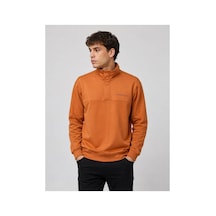 Neco Giyim Erkek Dik Yaka Fermuarlı Günlük Spor Sweatshirt Turuncu Turuncu