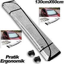 Araba Ön Cam Güneşliği Uyumlu Balonlu Metalize Parlak Alüminyum Katlanabilir Oto Güneşlik (130x60cm