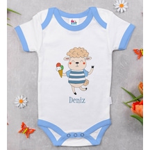 Bitmeyenkartus Bk Kids Kişiye Özel Mavi Bebek Body Zıbın - Model 154 Çok Renkli
