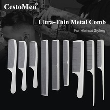 Cestomen Ultra-ince Metal Saç Tarak K1-9 Salon Berber Paslanmaz Çelik Saç Kesme Kuaförlük Tarak Berber Stilist Haicut Araçları