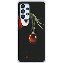 Samsung Galaxy A53 Uyumlu Grinch Yeşil El Ve Kırmızı Yılbaşı Topu Baskılı Silikon Kılıf Renkli