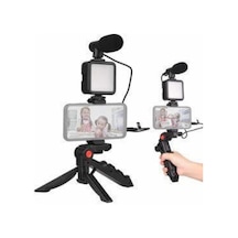 Telefon Tutucu Mini Mikrofonlu Tripod Vlog Çekim Video - Lisinya
