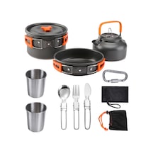 Tcherchi Kamp Tencere Seti Dış Mekan Hafif Ekipman Kamp Pişirme Seti Siyah - Turuncu Siyah
