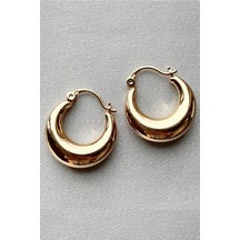 Oqqo Gold Kalın Bombeli Halka Küpe Altın