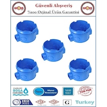 Geçmeli Anahtar Priz Kasası - Halojen Free Alev Yaymayan - Mavi - 5 Adet