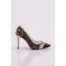 Dgn 33125 Kadin Topuklu Ayakkabi 33125-1710-R10681 Beyaz - Leopar