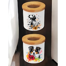 Köpek Çiçek 2'li Kalemlik - Kişiye Özel Masa Üstü Kalemlik, Kullanışlı Kalemlik, Kırtasiye Kalemlik Beyaz