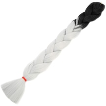 Afrika Örgülük Sentetik Ombreli Saç 100 Gr. - Siyah / Açık Gri