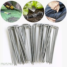 50 Adet Sera Taban Örtüsü Çivisi Ve Malç Örtüsü Kazığı 15 Cm Uzunluk 4 Mm Kalınlık - Galvanizli Yer Örtüsü Ve Çim Pimi Agro Tekstil Ve Bahçe Sabitleme Çivisi