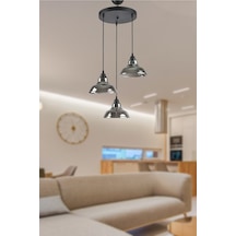 Dilberay Lüks Salon - Mutfak - Yatak Odası Modern Sarkıt Füme 3 Lü Avize Diğer