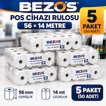 Termal Pos Cihazı Rulosu 56 Mm X 14 M - 50 Adet 5 Paket Yazar Kasa Slip Rulosu