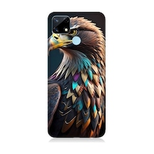 Realme C25 Uyumlu Renkli Kaya Kartalı Desenli Silikon Kılıf