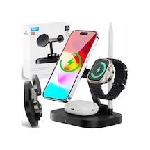 W52 Magsafe İphone-airpods-watch-pencil 4 Ü 1 Arada Kablosuz Şarj Standı - Siyah - 867048291