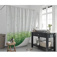 Zethome Jackline Banyo Duş Perdesi 5020 Tek Kanat Yeşil 180X200 Gri